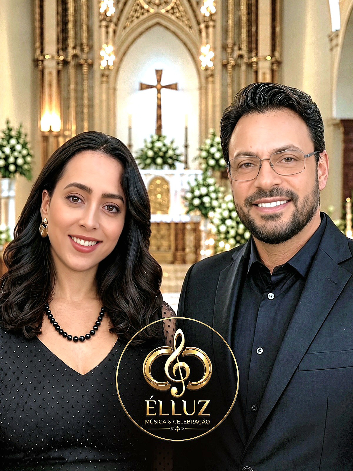 Elisa & Luiz Márcio, o duo ÉLLUZ, em uma igreja